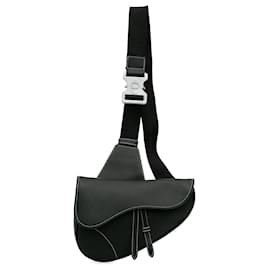 Dior-Dior Black Grained Leather Saddle Crossbody-Black