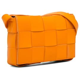 Bottega Veneta-Bottega Veneta Orange Intrecciato Cassette Crossbody-Orange