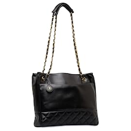 Chanel-Chanel Black Quilted Lambskin Tote Bag-Black