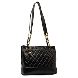 Chanel-Chanel Black Quilted Lambskin Tote-Black