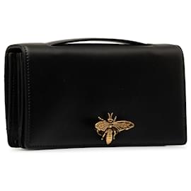 Dior-Bolso de mano Dior de cuero negro con abeja-Negro