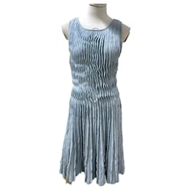 Chanel-Paris / Versailles Baroque Pleat Cashmere Dress-Blue