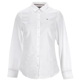Tommy Hilfiger-Camisa de algodón Oxford de corte slim para mujer-Blanco