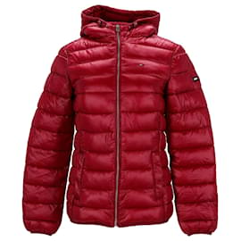 Tommy Hilfiger-Tommy Hilfiger Womens Quilted Hooded Jacket in Red Nylon-Red
