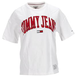 Tommy Hilfiger-Camiseta con logo de jersey para mujer-Blanco,Crudo