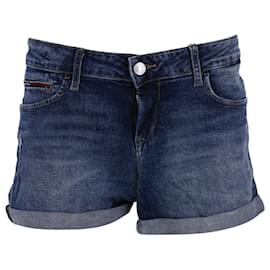 Tommy Hilfiger-Pantalones cortos de mezclilla desgastados clásicos para mujer-Azul