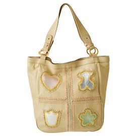 Autre Marque Bolsa tote Tous de couro bege com bordado patchwork de urso Bege