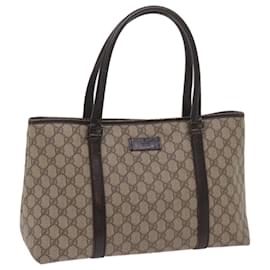 Gucci-GUCCI GG Supreme Tote Bag PVC Beige 114595 Auth ep3427-Beige