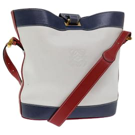 Loewe-LOEWE Shoulder Bag Leather White Auth ar11421-White