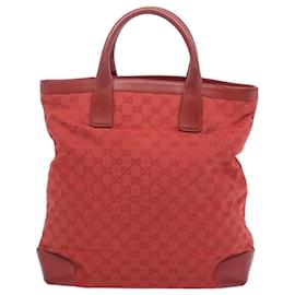 Gucci-GUCCI GG Canvas Hand Bag Red 002 1093 Auth bs12270-Red