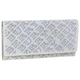 Burberry-BURBERRY Long Wallet Leather White Auth bs12001-White