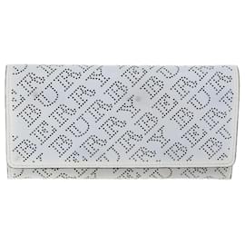 Burberry-BURBERRY Long Wallet Leather White Auth bs12001-White