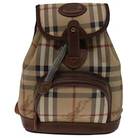 Autre Marque-Burberrys Nova Check Backpack PVC Leather Beige Red Auth bs12214-Red,Beige