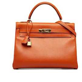 Hermès-HERMES Handbags Kelly 32-Orange