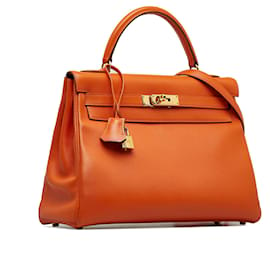 Hermès-HERMES Handbags Kelly 32-Orange