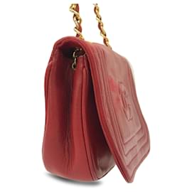 Chanel-Carteira de bolsas CHANEL com corrente atemporal/clássico-Vermelho
