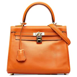 Hermès-HERMES Handbags Kelly 25-Orange