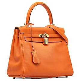 Hermès-HERMES Handbags Kelly 25-Orange