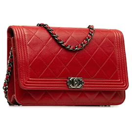 Chanel-CHANEL Handtaschen Geldbörse mit Kette Zeitlos/klassisch-Rot