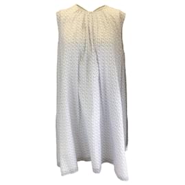 Autre Marque-Emilia Wickstead White / Blue Floral Printed Sleeveless Cotton Dress-Multiple colors