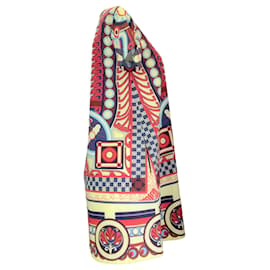 Autre Marque-La forradoJ Vermelho / Mini vestido swing de algodão com manga curta azul multi estampado-Multicor