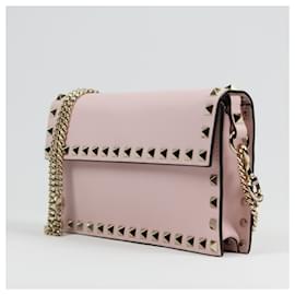 Valentino Garavani-VALENTINO GARAVANI Rockstud Bag on Chain in Light Pink-Pink