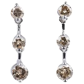 Autre Marque-White Gold Earrings with Natural Diamonds-Brown