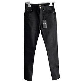 Vaqueros ajustados negros de denim Saint Laurent D05 Negro