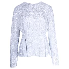 Autre Marque-Stine Goya Glory Sequin-Embellished Top in Silver Polyester-Silvery