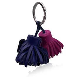 Hermès-Porte-clés Hermes Carmen Uno-Dos en cuir bleu et violet-Multicolore