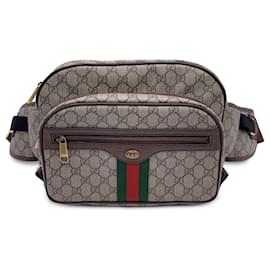 Gucci-Beige GG Supreme Canvas Leather Ophidia Large Waist Bag-Beige