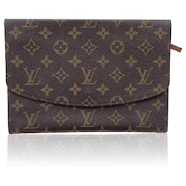 Louis Vuitton-Bolso de mano Pochette Rabat de lona con monograma vintage-Castaño