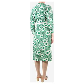 Prada-Vestido midi de seda com estampa floral verde - tamanho UK 6-Verde