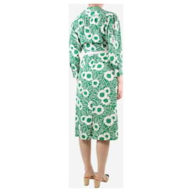 Prada-Vestido midi de seda con estampado floral verde - talla UK 6-Verde