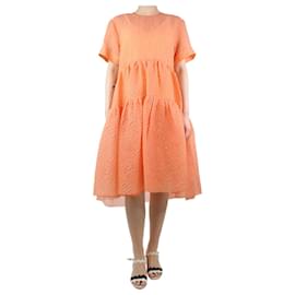 Autre Marque-Orange textured tiered midi dress - size UK 10-Orange