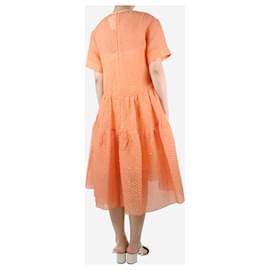 Autre Marque-Vestido midi escalonado con textura naranja - talla UK 10-Naranja