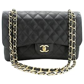 Chanel-Black 2013 jumbo caviar Classic double flap bag-Black