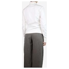 Calvin Klein-Jersey de cuello alto de algodón bordado color crema - talla L-Crudo