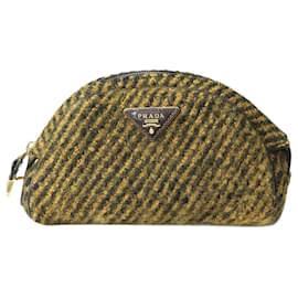 Prada-Brown striped wool clutch bag-Brown