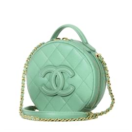 Chanel-Chanel Caviar Quilted Small Round Vanity-Light green
