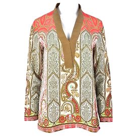 Top de seda Etro Bege Bege