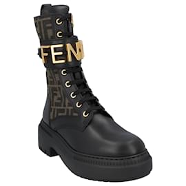 Fendi-Fendigraphy - Boots motardes en cuir noir-Autre