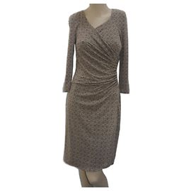 Vestido midi envelope Peserico viscose marrom taupe Outro