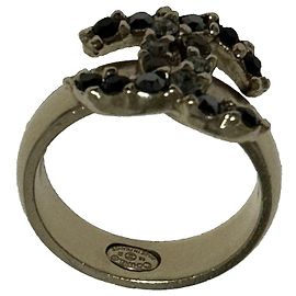 Chanel CC Ring Schwarzer Strass Gold Schwarz Gold hardware