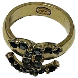 Chanel-Anillos-Negro,Gold hardware