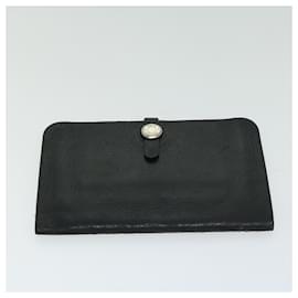 Hermès-HERMES Long Wallet Leather 2Set Black Yellow Auth yb512-Black,Yellow