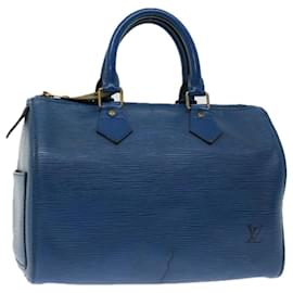 Louis Vuitton-Louis Vuitton Epi Speedy 25 Bolsa de Mão Azul Toledo M43015 Autenticação de LV 67092-Outro