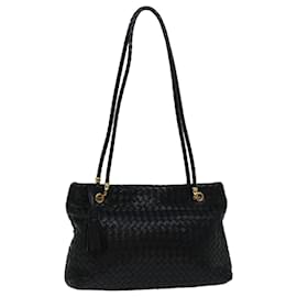 Autre Marque-BOTTEGA VENETA INTRECCIATO Bolsa de Ombro Couro Preto Auth bs11982-Preto