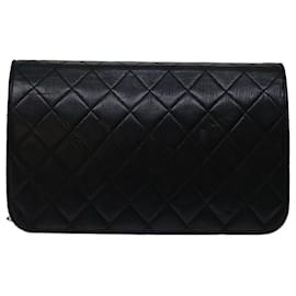 Chanel-CHANEL Matelasse Chain Shoulder Bag Lamb Skin Black CC Auth bs11976-Black