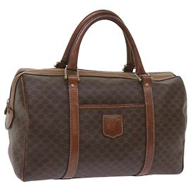 Céline CELINE Macadam Canvas Boston Bag PVC Brown Auth am5885 Brown